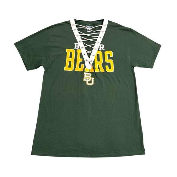 Champion Tops - Green Baylor University Bears Lace-Up T-Shirt Large